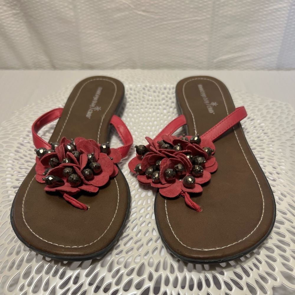 Montego Bay Pink Flowered Sandals. Size 8.5